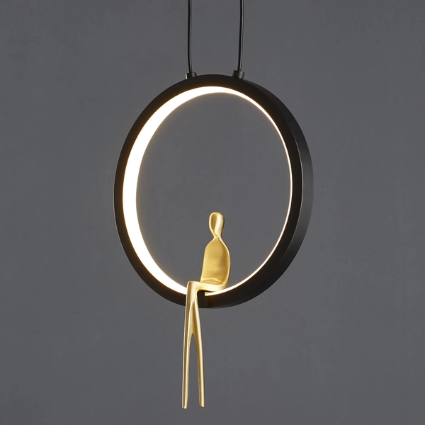 Wisząca lampa okrąg Amici ST-D7774 black LED 7W 3000K designerska czarny złoty