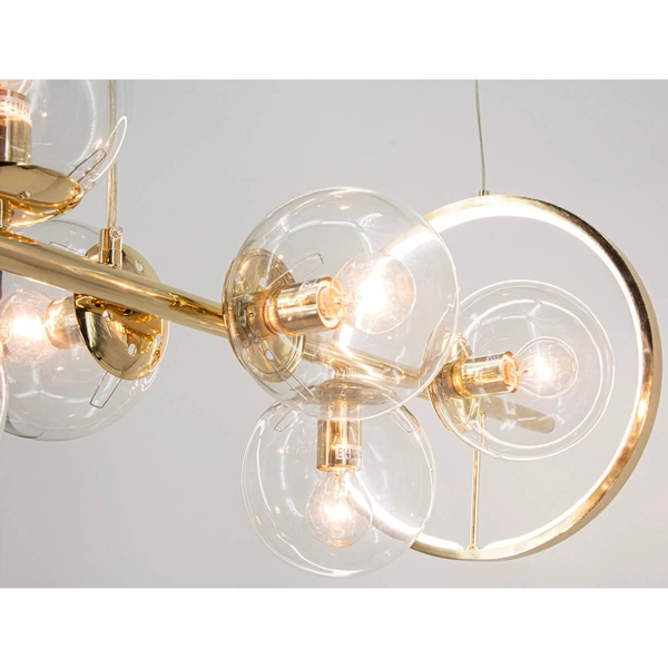 Wisząca lampa molekułowa Galaxy DRS3510/7 TR Led szklany klosz złota