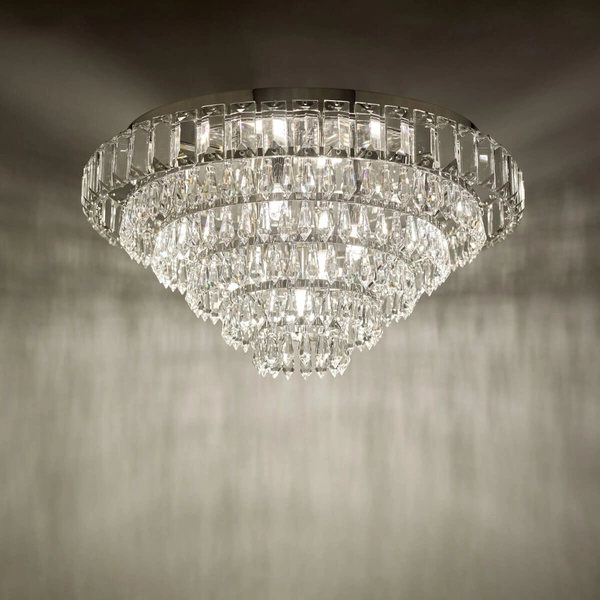 Kryształowa lampa sufitowa Osborne OSB5038-EH Dar Lighting pałacowa do pokoju srebrna