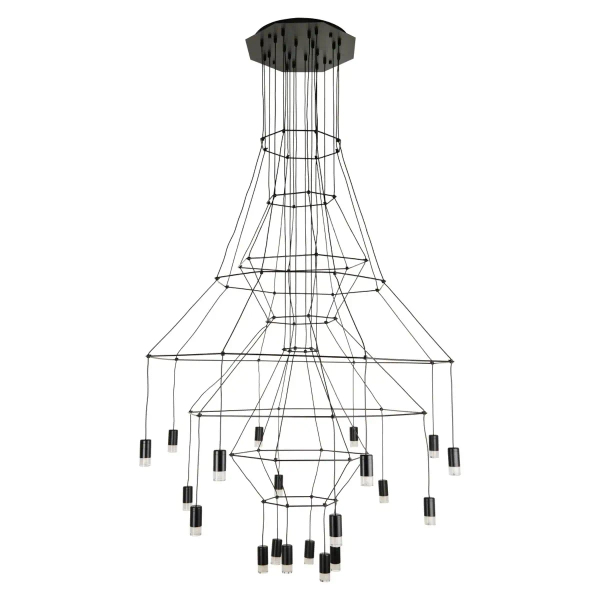 Lampa wisząca modernistyczna LINEA ST-5961-20 czarna metalowa G9 20-punktowa do salonu