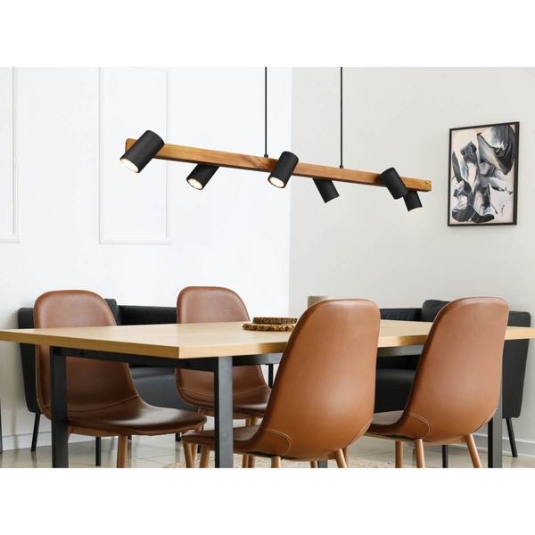 Zwieszana lampa na listwie VANTOS DL632312490 regulowana drewniana czarny