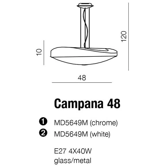 Biała lampa wisząca Campana AZ0566 Azzardo do przedpokoju biała