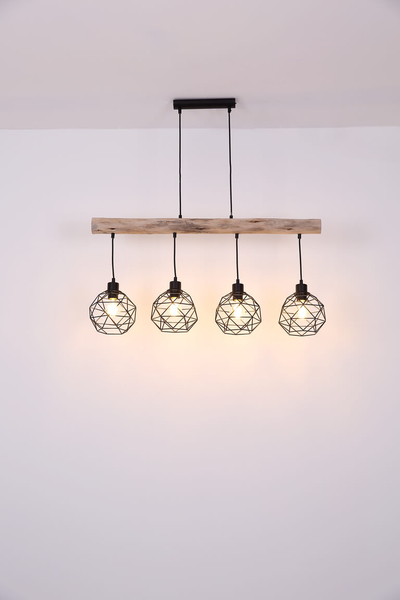 Lampa wisząca Theodor 154 16-4 druciana czarna drewniana