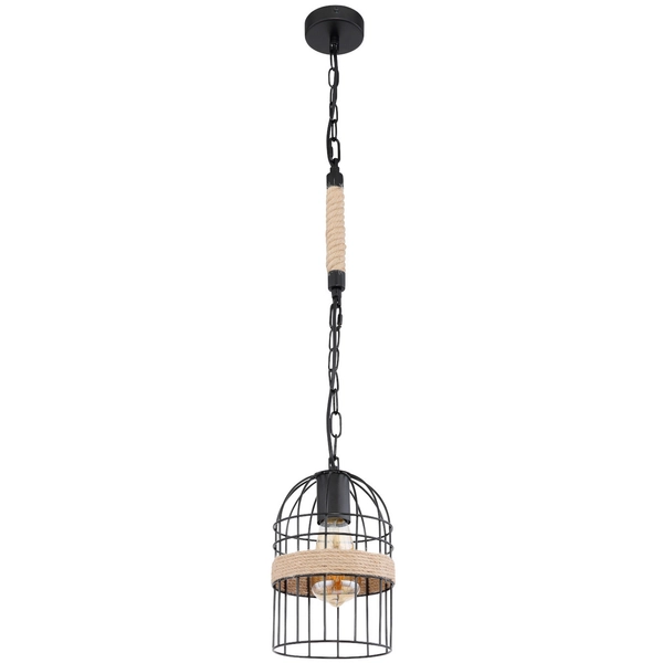 Marynistyczna lampa wisząca HALIA 15677H Globo loftowa klatka czarna brązowa