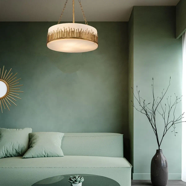 Lampa wisząca nad stół Sawgrass QN-SAWGRASS-3P-DG-O z łańcuchami złota