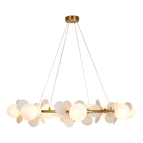 Żyrandol glamour CHIC ST-DL-2969 pierścień do salonu biały złoty