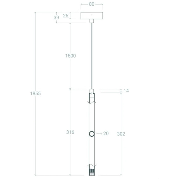 Zwieszana lampa tubka Spoti ABR-S2PO-Z Abruzzo LED 3W 3000K złoty