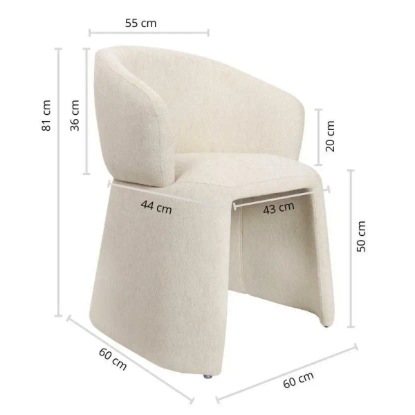Nowoczesne krzesło TOMI MM001501100363 beżowe tapicerowane 45cm