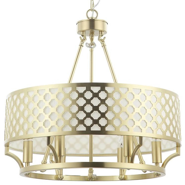 Wisząca LAMPA glamour Verno Old Gold Orlicki Design metalowa OPRAWA ażurowy zwis złoty satynowy kremowy