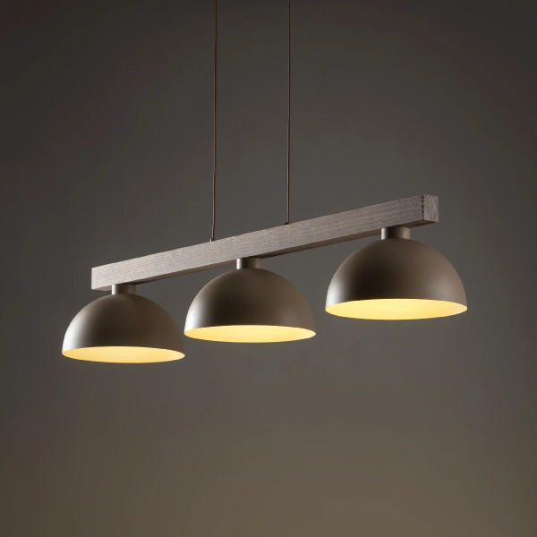 Wisząca lampa nad stół Oslo Sabia 11012 na belce drewnianej beżowy