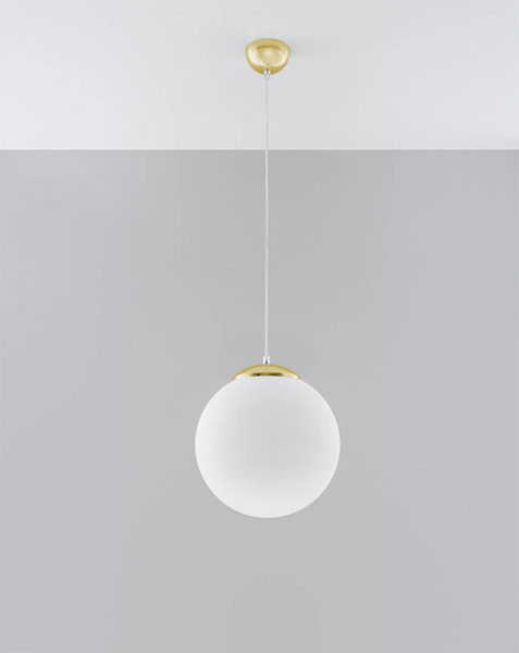 LAMPA wisząca SL.0716 loftowa OPRAWA szklany ZWIS kula ball biała złota