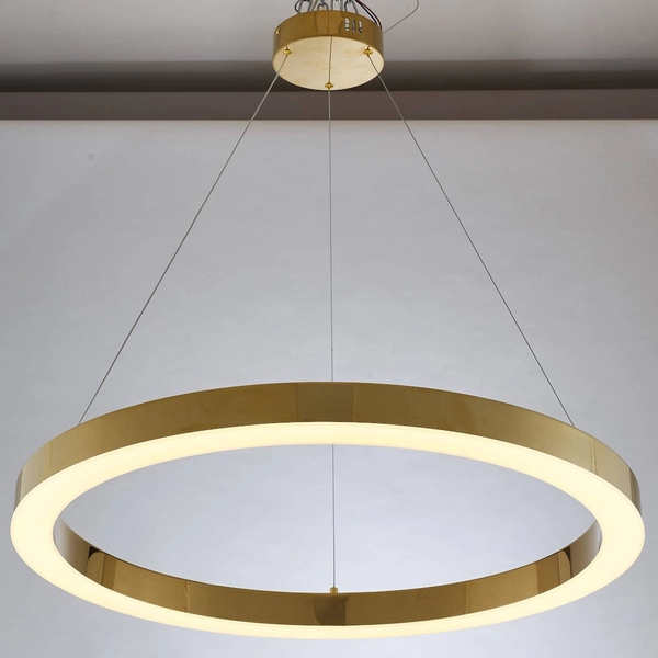 LAMPA wisząca SLIM/000083/3000/G MDECO okrągła OPRAWA ring ZWIS LED 57W 3000K metalowy złoty
