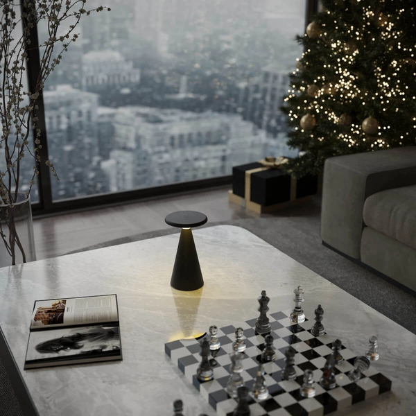 Stołowa lampka na taras FUNGHI T0063 LED 1,6W 2700K IP44 czarna