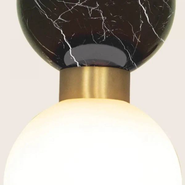 Marmurowa wisząca lampa 23241 kula biała mosiądz czarny