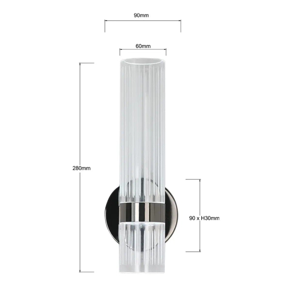 Ryflowana naścienna lampa Ambiente LP-1510/1W GR przezroczysty grafit