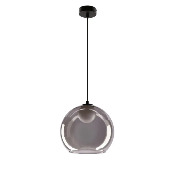 Lampa szklana wisząca nad wyspę Brin 31-38333 ball do sypialni przydymiona