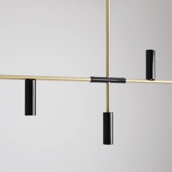 Nowoczesna lampa wisząca TREVO 1083K40 Aldex do jadalni mosiądz czarna