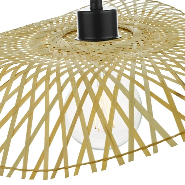 Rattanowa lampa wisząca Deja DEJ6529 kapelusz brązowy czarny