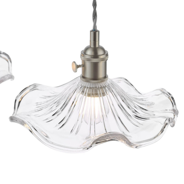 Wisząca lampa szklana Hadano HAD3661-12 falista chrom przezroczysty