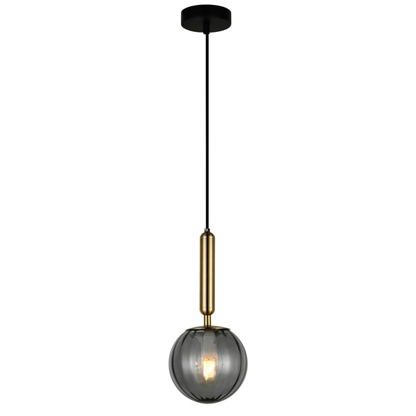 Loftowa LAMPA wisząca RAVENA PND-2324-1 BRO+SG Italux szklana OPRAWA zwis kula ball mosiądz przydymiona