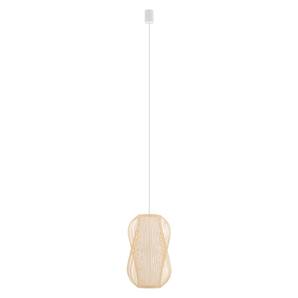 Drewniana wisząca lampa Puket 11161 japandi bambusowa metalowa biała