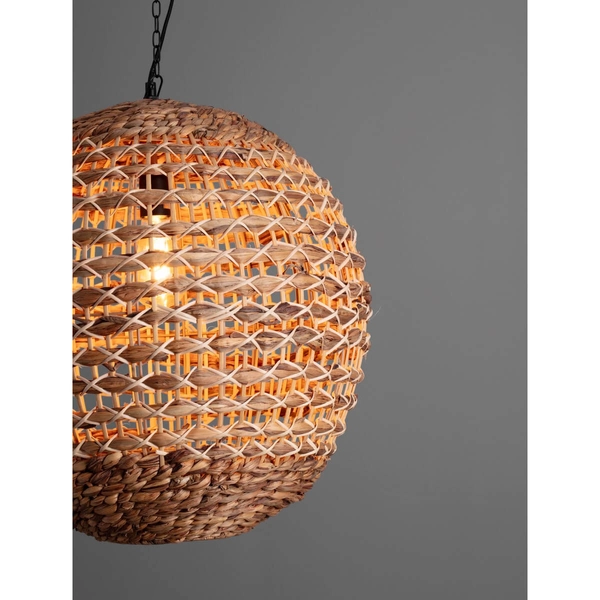 Okrągła lampa wisząca GUARDIA LE44576 ball kula naturalna czarna