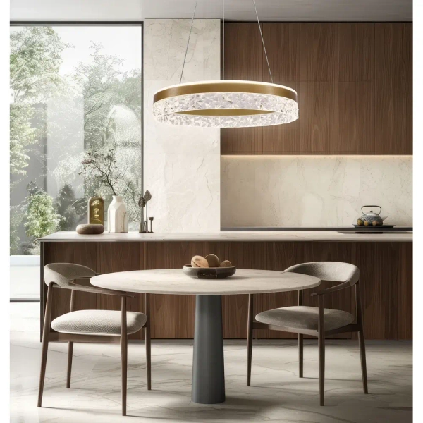 Nowoczesna lampa wisząca Frozi 31-35554 LED 32W 3000K pierścień złoty