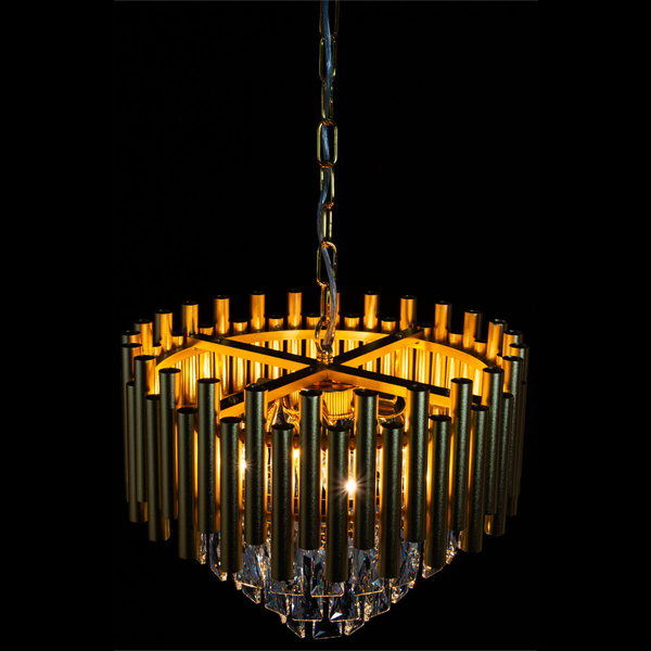 Kryształowa lampa wisząca Bari 6230/4 TR glamour okrągła złota