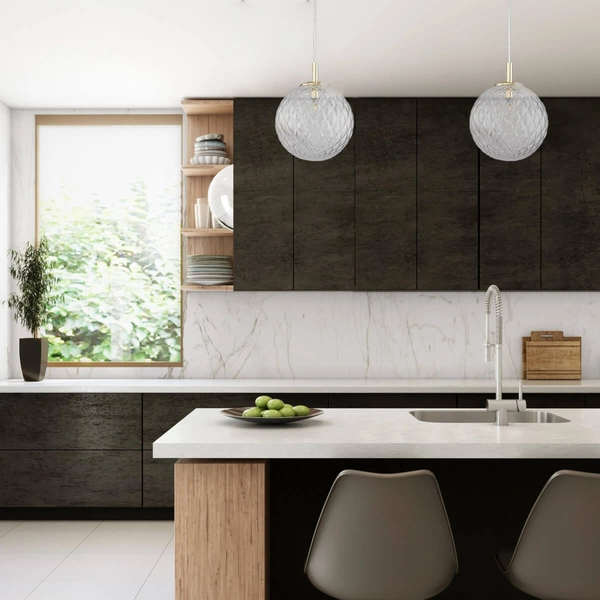 Szklana wisząca lampa CADIX 4609 TK Lighting kula przezroczysta złota