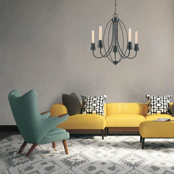 Żyrandol LAMPA wisząca CANARIA LP-6704/5P Light Prestige industrialna OPRAWA świecznikowy ZWIS na łańcuchu czarny