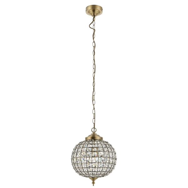 Wisząca lampa glamour Tanaro EH-TANARO-AB Endon kryształowa mosiądz
