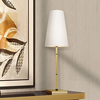 Lampka stołowa Saragossa H001TL-01BS prosta do gabinetu biała złota