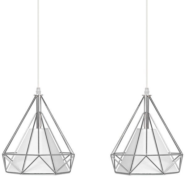 Industrialna LAMPA wisząca 8803/2 ZWIS - 02 Elem loftowa OPRAWA metalowy druciak zwis chrom biały