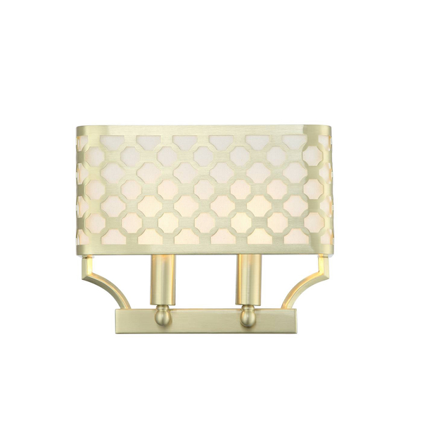 Kinkiet LAMPA ścienna Verno Parette Old Gold Orlicki Design metalowa OPRAWA prostokątna ażurowa złota satyna kremowa