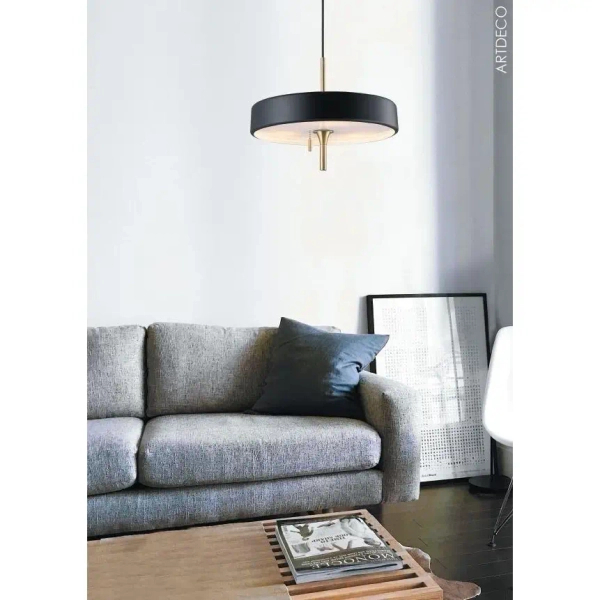 Wisząca lampa z włącznikiem Artdeco MP8872 black Step okrągła czarna złota