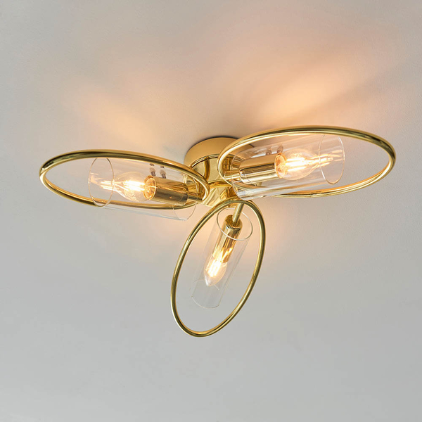 Sufitowa lampa do salonu Amari 97228 szklana mosiądz przezroczysty