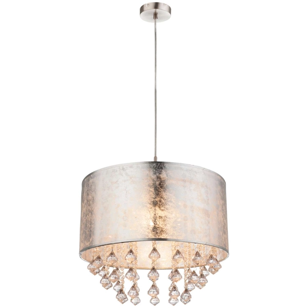 LAMPA wisząca AMY 15188H3 Globo abażurowa OPRAWA z kryształkami zwis glamour crystal srebrny przezroczysty