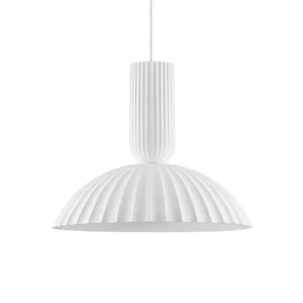 Kopułowa lampa wisząca GIRONTO LE45305 z gipsu ryflowana biała