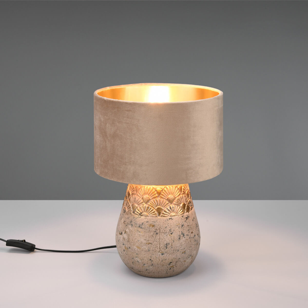 Ceramiczna lampka stołowa Kiran R51231061 do salonu wzorzysta szary