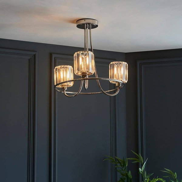 Potrójna lampa sufitowa do salonu Berenice 104107 srebrny przezroczysty