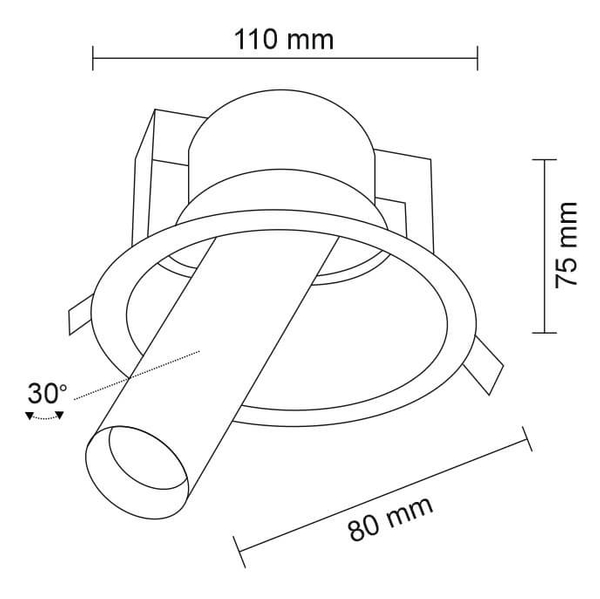 Industrialna LAMPA wpuszczana YAKUMO 7805 Shilo sufitowa OPRAWA okrągły WPUST metalowa tuba regulowana biała