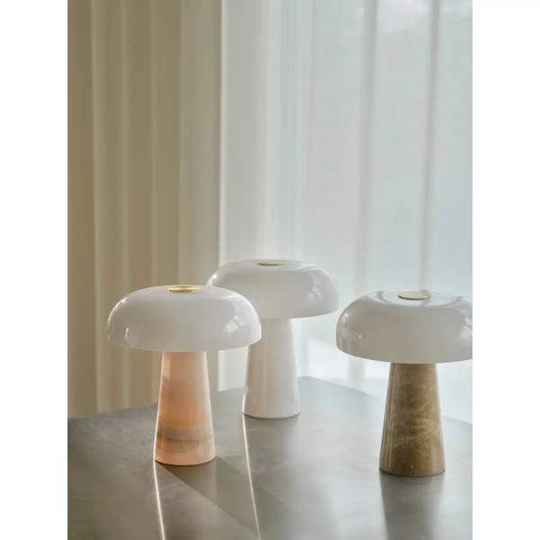 Stołowa lampka nocna Glossy 2520015009 marmurowa beżowa biała