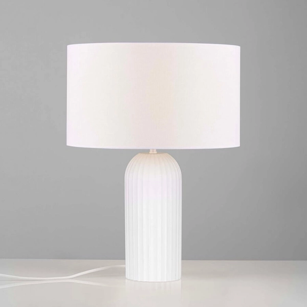 Stołowa lampka z abażurem TUMARAPI LE44961 do salonu szklana biała