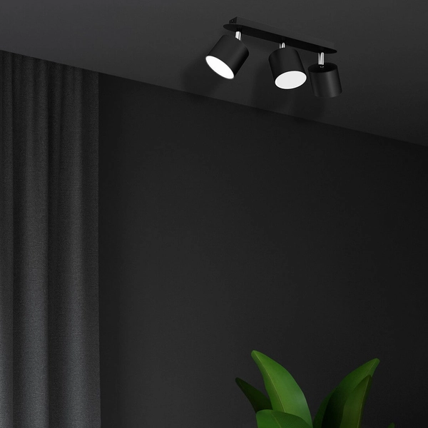 Reflektorowa lampa sufitowa Dixie nad kuchenną wyspę czarna