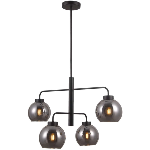 LAMPA wisząca POGGI PND-28028-4D Italux szklana OPRAWA zwis kule balls czarne przydymione