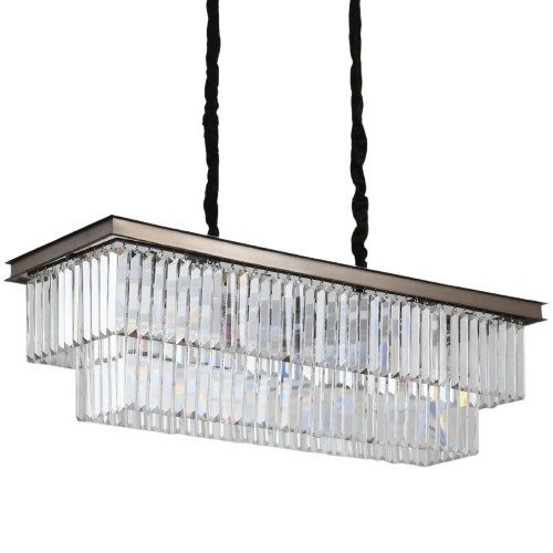 Prostokątna lampa wisząca Sparke Double MP0097B Step kryształki brąz