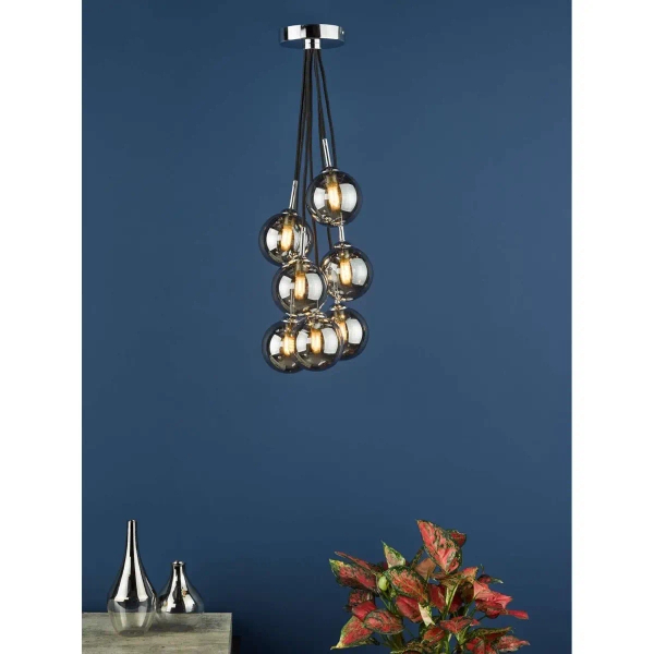 Zwisająca lampa kulista Elpis ELP342-01 bubble przydymione chrom
