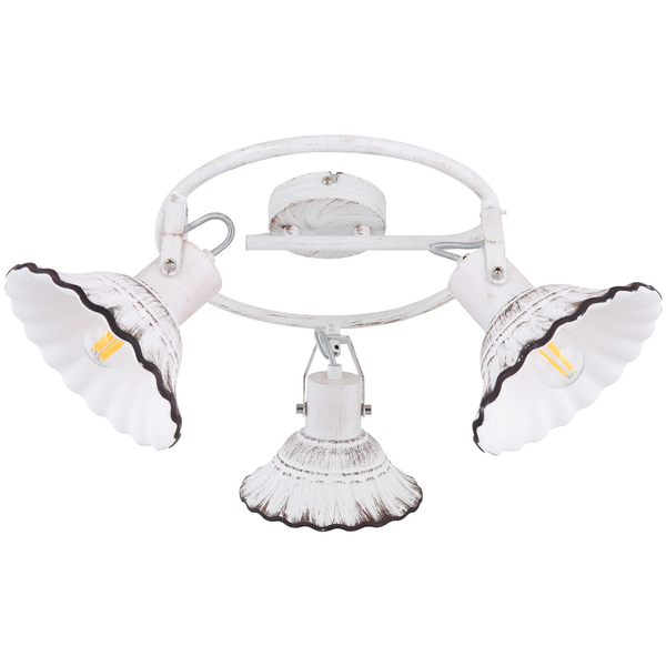 Prowansalska LAMPA sufitowa JOWITA 54050-3 Globo reflektorowa OPRAWA shabby biała czarna