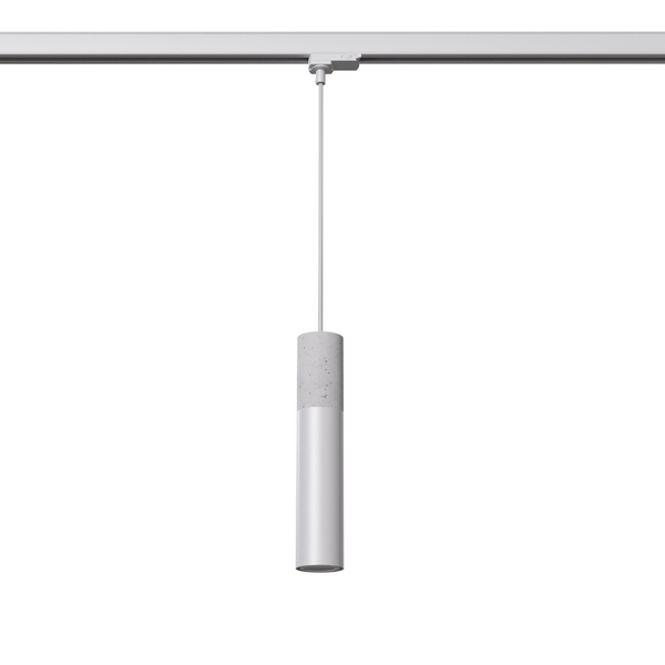 Lampa wisząca trzyfazowa beton BORGIO MYL.00128 tuba z żarówką biały szary