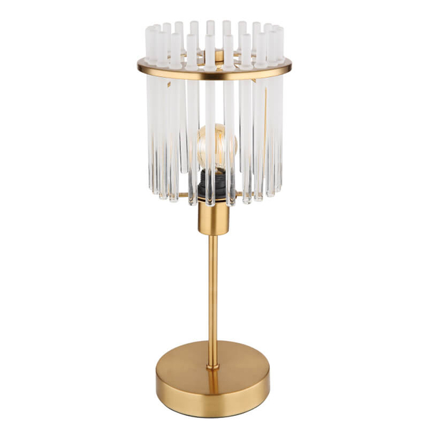 Stołowa lampka glamour GORLEY 15698TM szklana na komodę złota